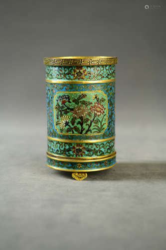 A Chinese Cloisonne Brush Pot 