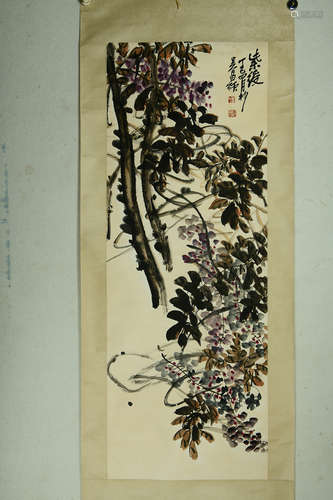 A Chinese Flower-and-plant Painting, Wu Cangshuo Mark