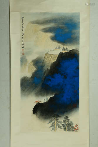 A Chinese Landscape  Painting, Zhang Daqian Mark