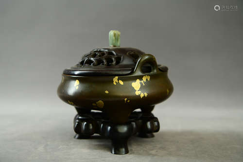 A Chinese Bronze Gilt Incense Bruner