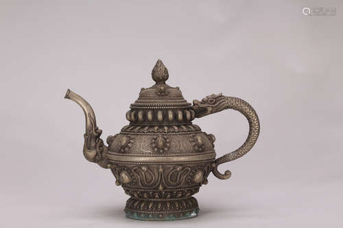 A Chinese Silver Gilding Ewer