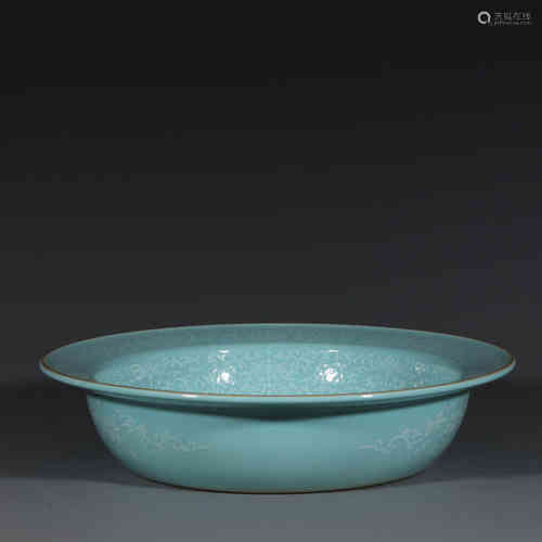 A Chinese Turquoise Ground Porcelain Basin