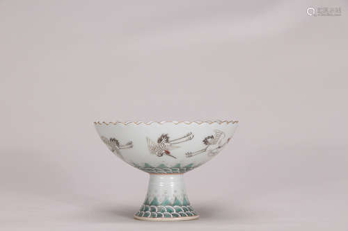 A Chinese Famille Rose  Porcelain Stem Bowl