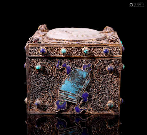 A Chinese Silver Gilding Jewelry Box