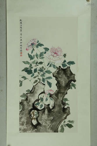 A Chinese Flower-and-plant Painting, Chen Baiyang Mark