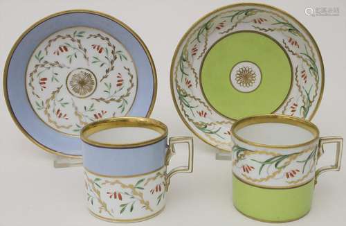 Paar Empire Tassen mit Untertassen / A pair of tea cups