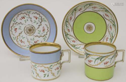 Paar Empire Tassen mit Untertassen / A pair of tea cups