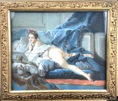 Ecole française du XIXe siècle, d'après François Boucher. L'Odalisque. Pastel. 52 [...]