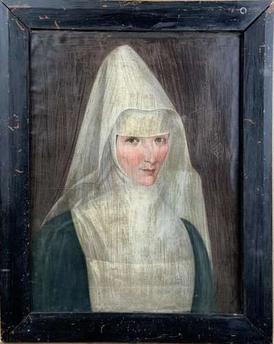 Ecole française fin du XIXe siècle. Portrait de religieuse. Huile sur toile. 54 x [...]