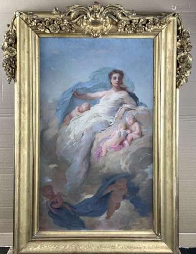 Charles Josuah CHAPLIN (1825-1891). Déesse dans les nuées accompagnée d'anges. [...]