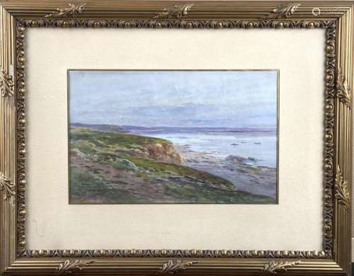 M. DUPORIAL. Paysage de bord de mer. Aquarelle, signée et dédicacée en bas à [...]