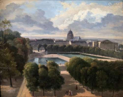 Charles BERLIOZ (XIXème siècle). Paris, vue du Palais Bourbon et du dôme des [...]