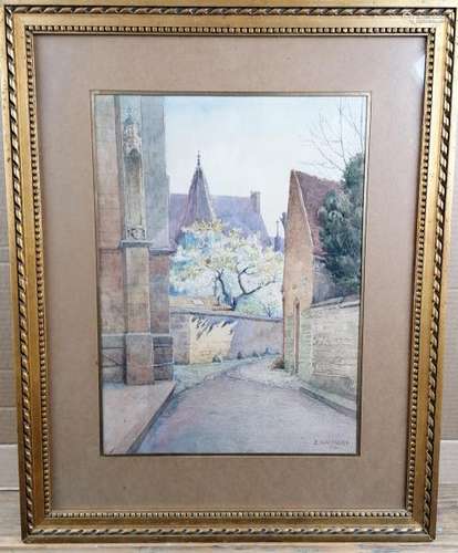 Emile GOUSSERY (1867-1941). Rue à Beaune. Aquarelle, signée et datée 1930 en bas [...]