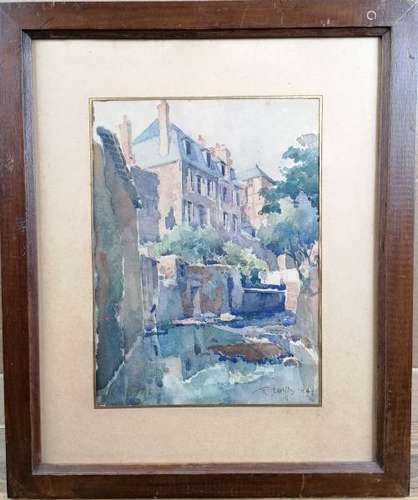 René GEORGES. La Nièvre à Nevers. Aquarelle sur papier signée et datée 1941 en [...]