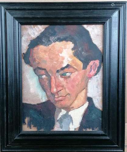 Marguerite JAGGI-FORRER (1885-1964). Portrait d'homme.Huile sur panneau de [...]