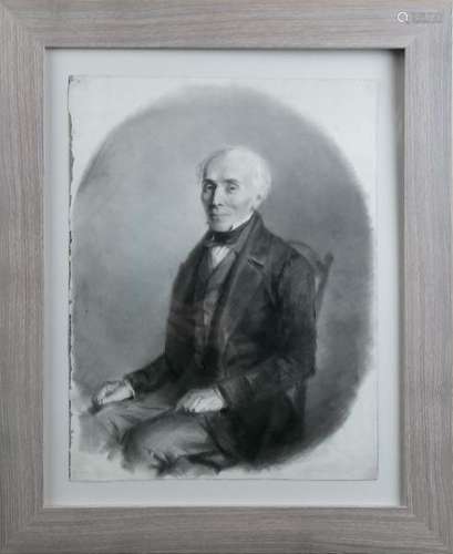 Ecole française du XIXe siècle. Portrait de Monsieur Milsand. Fusain sur papier. 42 [...]