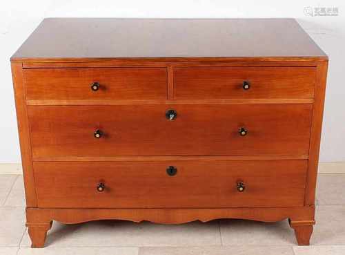 Antique German cherry wood veneer on pine dresser corpus. Ca. 1900. Recently restored and polished