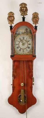 Antique Dutch Frisian clock with alarm and bridal wreath. Circa 1800. Beautiful original patina.