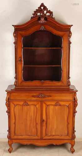 Dutch mahogany Louis Philippe display cabinet design with crown. Approximately 1870. Size: 208 x 102