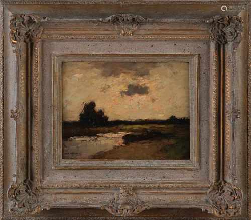 Arin Marble 1887-1962 fen landscape with oil on panel 18x24 cm in good condition.