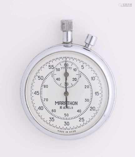 Stopwatch, USSR, mechanically. Marathon, 18 jewels. ø 5,5cm. Working. In good condition