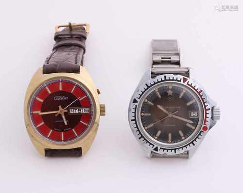 Lot with two Russian watches with automatic movements. A double model with day and date and a