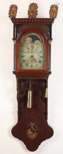 Antique Frisian clock with double cap. Circa 1800. Louis Seize. Percussion on double bubble and moon