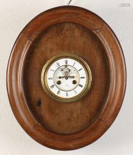 19th Century French walnut wall clock with eight day Brocot movement with decentralized second hand.