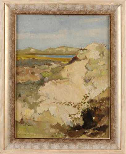 A. Block v.d. Fields. 1913 - 1980. 1946. Verso Texel Texel woman. Oil paint on panel. Size: 39 x