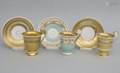 3 Biedermeier Tassen und UT / 3 cups and saucers,