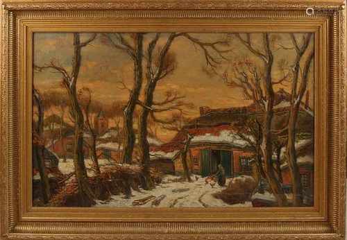 Attributed to William Book Stable. 1887 - 1957 Winter Face Laren. Oil on linen. Size: 61 x H B 101