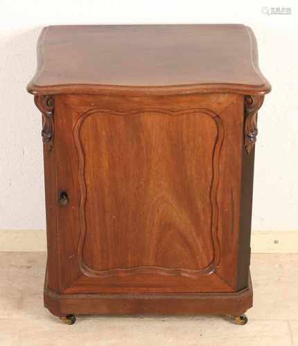 Mahogany one-door cabinet Louis Philippe. Circa 1870. Size: 60 x 50 x 39 cm. In good condition.