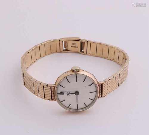 Ladies Watch, 375/000, round model, ø 31 mm, with fine-switched connection with line processing, 7,