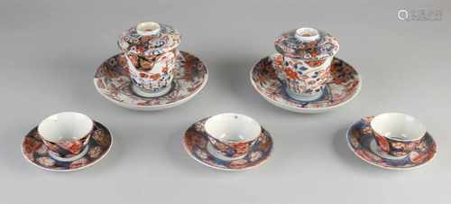 Lot 19th century Imari porcelain. Consisting of three small cups and saucers, two dishes plus one