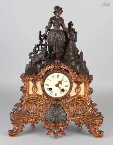 19th Century French Louis Philippe mantel clock. Circa 1860. Eight day-movement, half-hour stroke