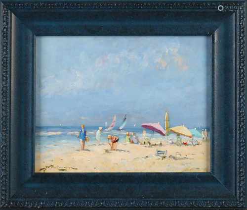 J.J.H. Lions. The Hague. 21st century. Strandgezicht Scheveningen with Figs. Oil paint on panel.