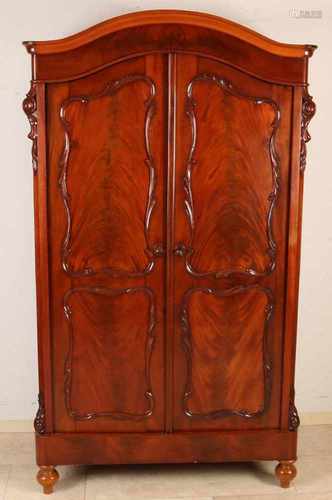 Dutch mahogany Biedermeier wardrobe girls. Circa 1860. Dimensions: 176 x 100 x 42 cm. In good