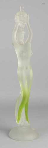 Large figure frosted glass. Naked lady with grapes. 20th century. Size: H 47 cm. In good condition.