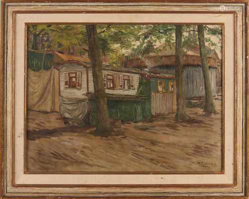 P.C. Kramer. 1879 - 1940 Caravan with trees. Oil on linen. Size: 45 x H, B 60 cm. In good