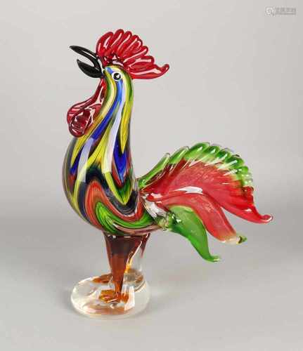 Large Murano-style glass cock. 21st century. Dimensions: 34 cm. In good condition.