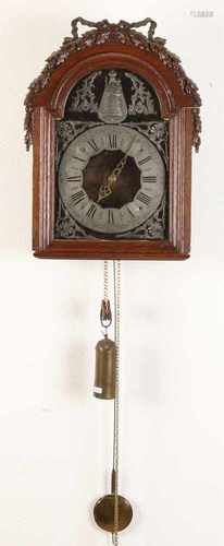 18th Century French Louis Seize oak wall clock. Pewter dial. With a weight movement. Day-runner,