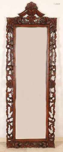 Oriental wood inserted hall mirror with rank 2nd half of 20th century decor in good condition.