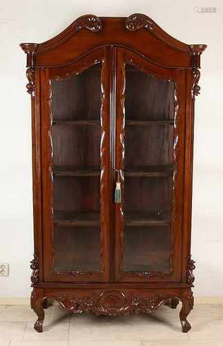 Large Louis Philippe-style cabinet with shelves and sides of glass. 20th century. Size: 210 x 115