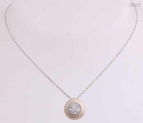 White gold necklace and pendant, 750/000, with diamond. Fine anchor necklace with engaged thereto