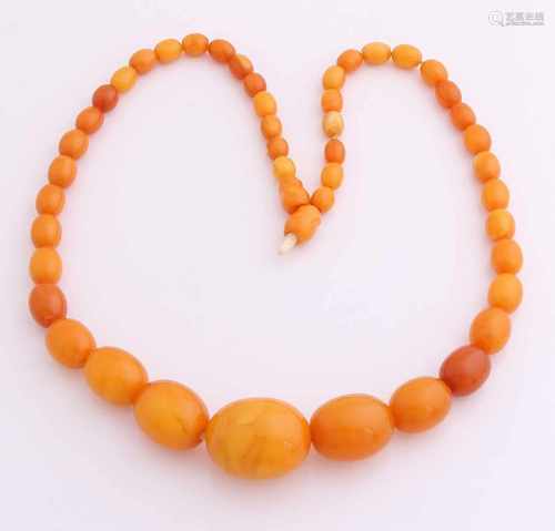 Collier of oval amber, proceeding in size, 6x7 / 19x24mm, provided with closure from succinic. 47