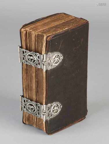 Bible with silver clasps, 833/000. Bible with leather cover provided with a double lock open-