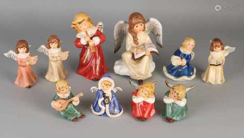 Ten angel various figures of Goebel. Weihnacht collection. Size: 8-15 cm. In good condition.