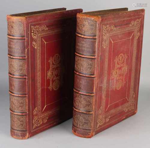 Two antiquarian English books. Shakespeare's Works, Volume 1 and Volume 2. Imperial Edition by