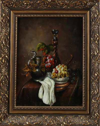 W. Kerlingen. 21st century. Still life with fruit. In ancient example. Oil paint on panel. Size: