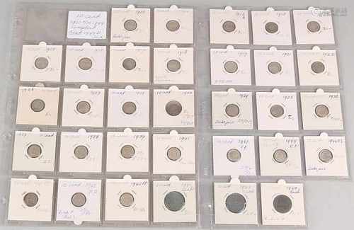 Lot 32 with coins of 10 Cent, 1910 t / m 1944 completely (except 1944D)